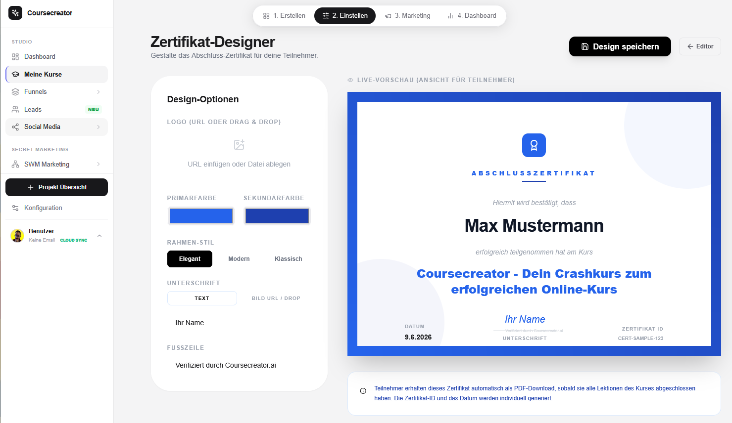Zertifikat Designer